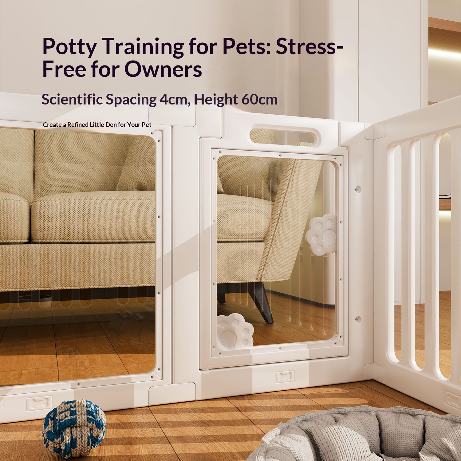 Dog Cage Dog Fence Indoor Barrier Protective Fence Pets Small Dogs Home Use Transparent Anti-Escape Kennel Half View
