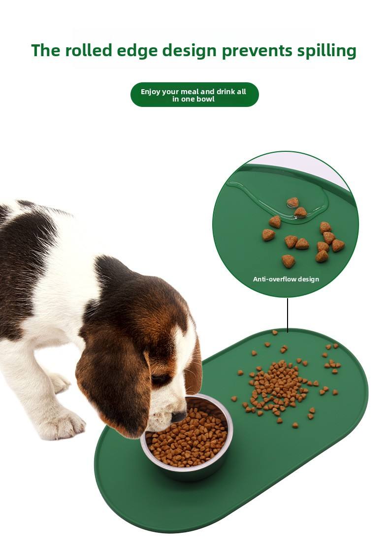 Custom OEM Eco-Friendly Lightweight Silicone Pet Bowl Mat Food Grade Waterproof Rounded Dog Cat Placemat Non Slip Easy Clean