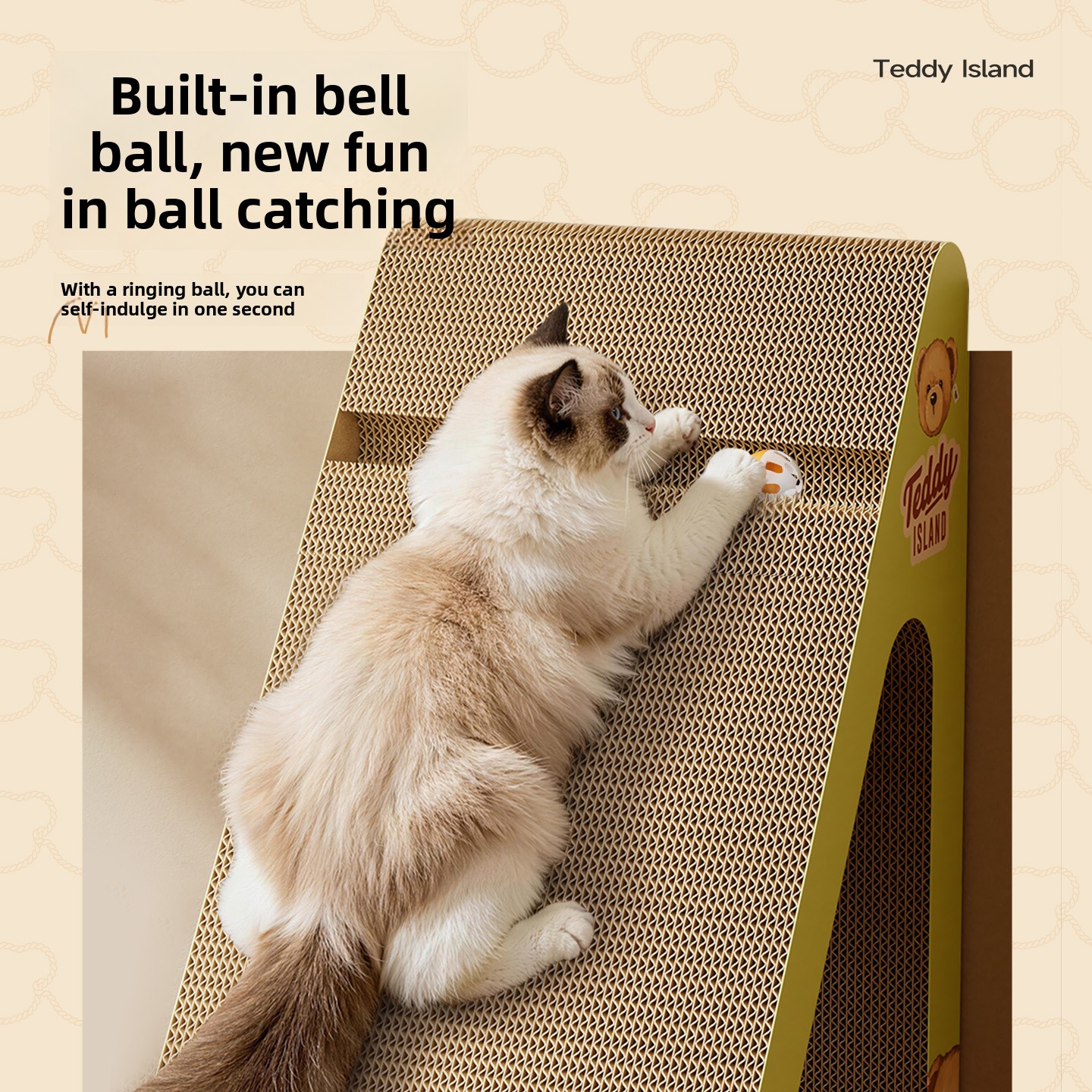 Vertical Triangular Cartoon Cat Scratching Post &amp; Cat Toy Scratch-Resistant Wear-Resistant Corrugated Paper Cat Supplies