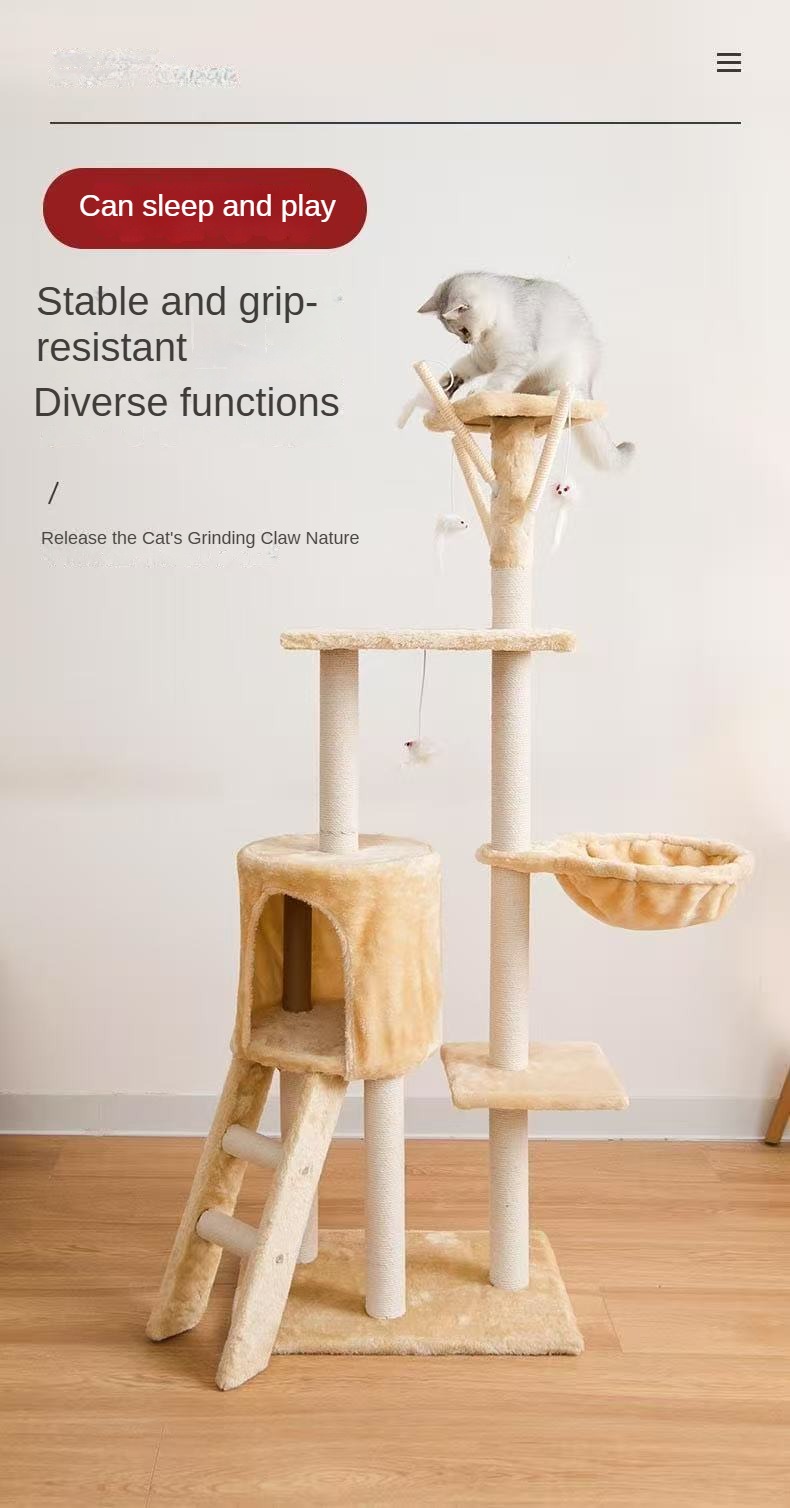 Wholesale Modern Eco-Friendly Pet Integrated Cat Tree &amp; Climbing Rack with Sisal-Wrapped Posts Jump Platforms Cozy Nest for Cats