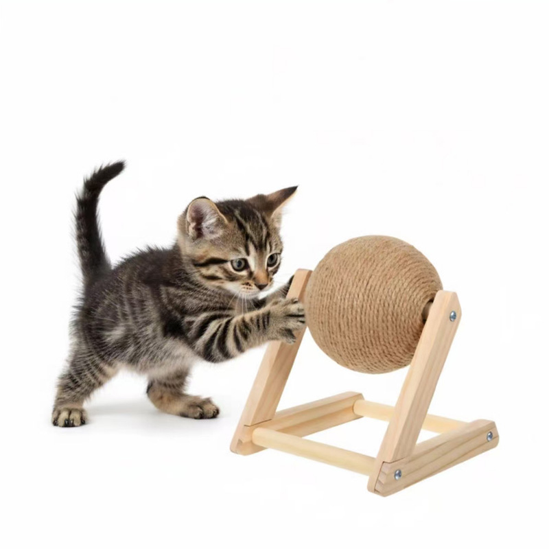 Vertical Wooden Cat Scratch Toy Carrying Naturally Sisal Ball Mill Claws Durable Creative V &amp;L Shaped cat Climbing Frame
