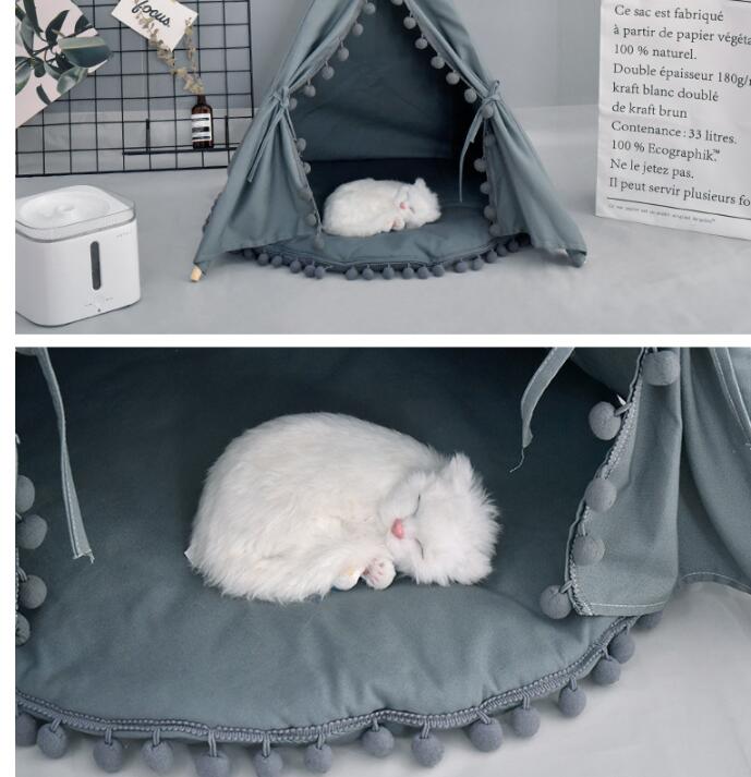 Pet Teepee House Fold Away Pet Tent Furniture Cat Bed with Cushion
