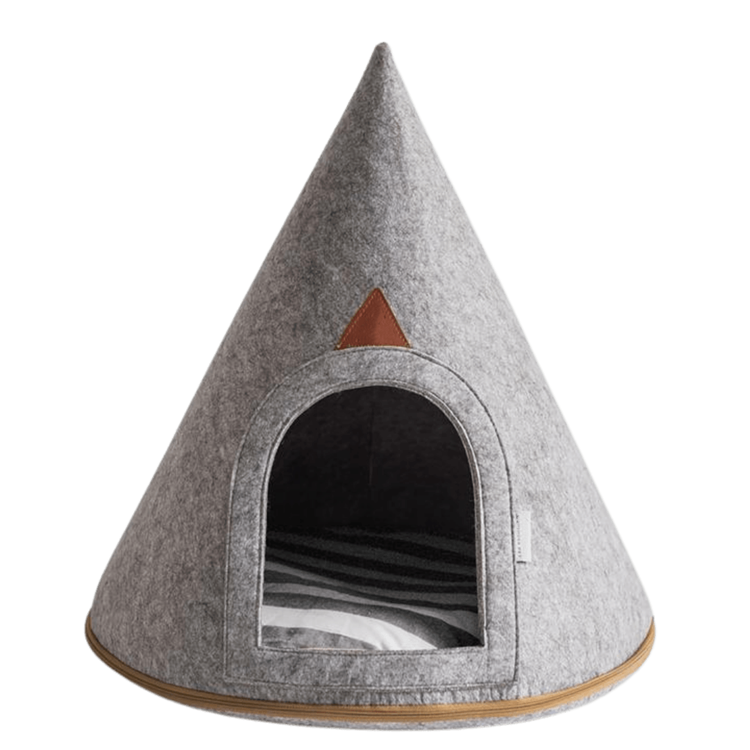 Hot Selling Detachable Folding Pet Teepee Felt Pet Tent Dog Bed Cat Cave with Removable Cushion