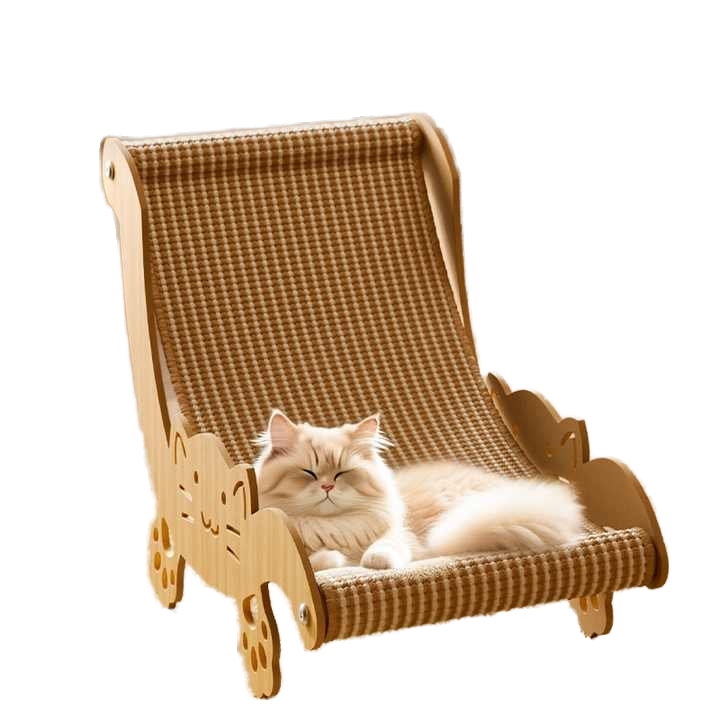 Modern Interactive Sisal Cat Scratcher Recliner Sofa Hammock Sustainable Wooden Grinding Claw Pad Replaceable Pet Shared Carton