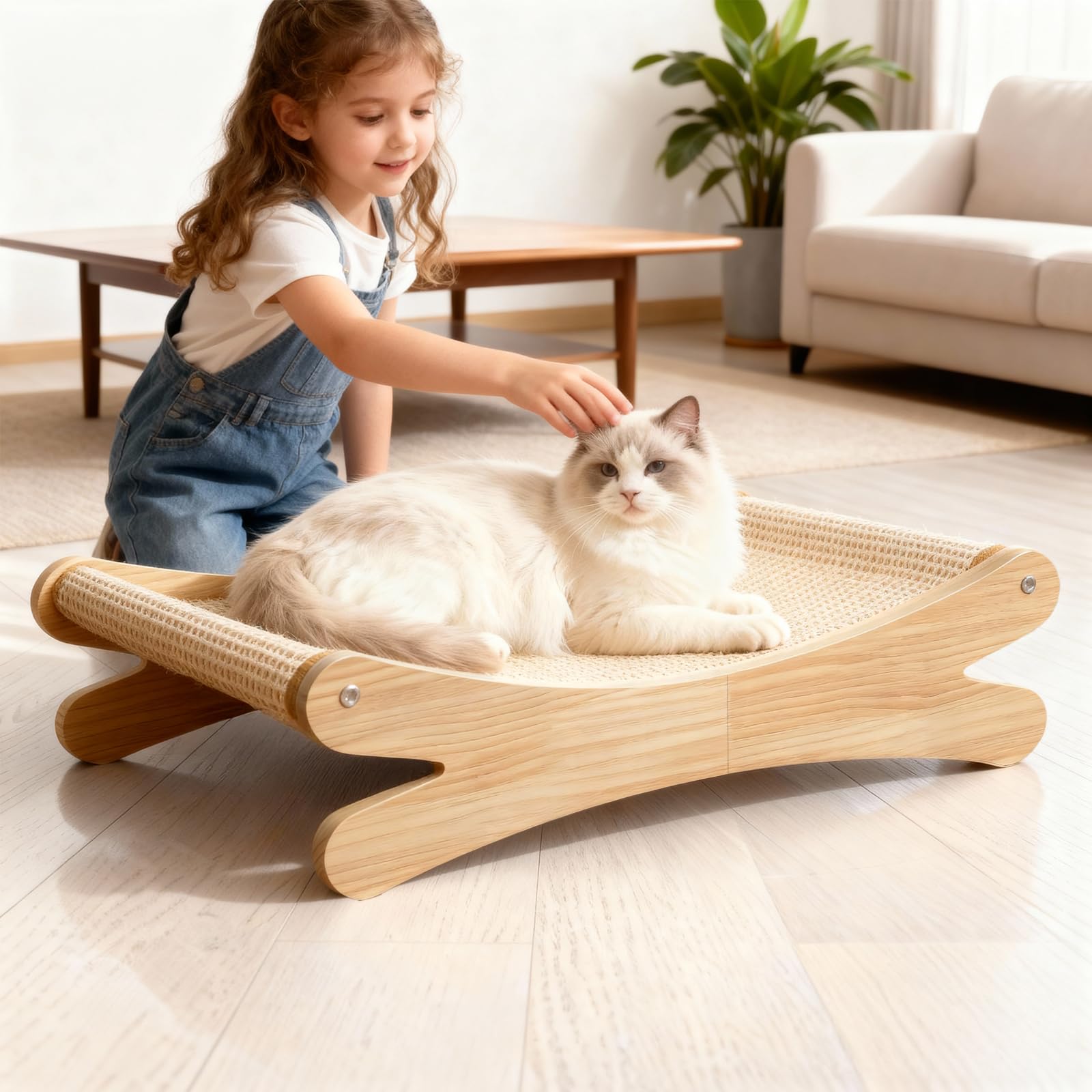 ZMaker New Sisal Cat Scratcher Bed for Indoor Wear-resistant Anti-crumbs Anti-scratch Cat Chair Natural Sisal Scratch Post