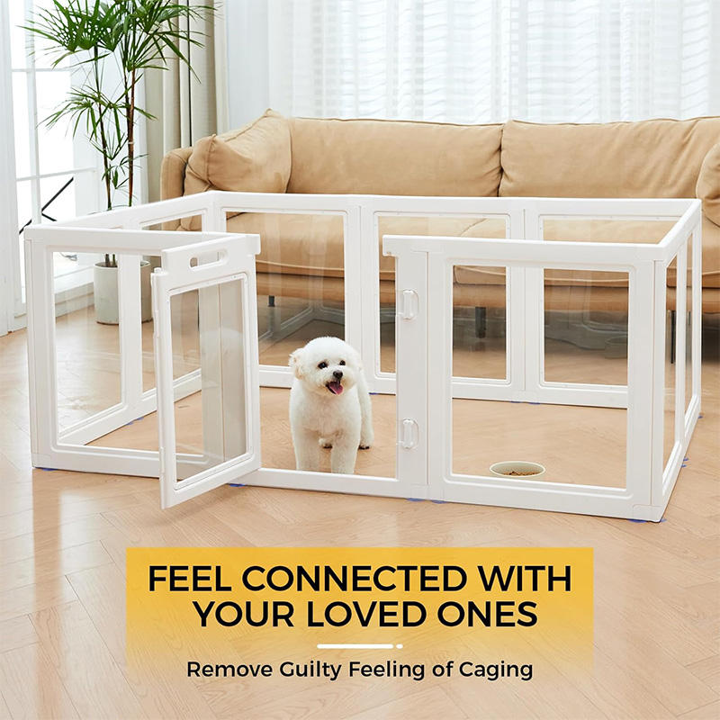 Safe Foldable Acrylic Dog Playpen HDPE Transparent Plastic Pet Fence Easy Assembly Dog Fence For Home Pet Supplies