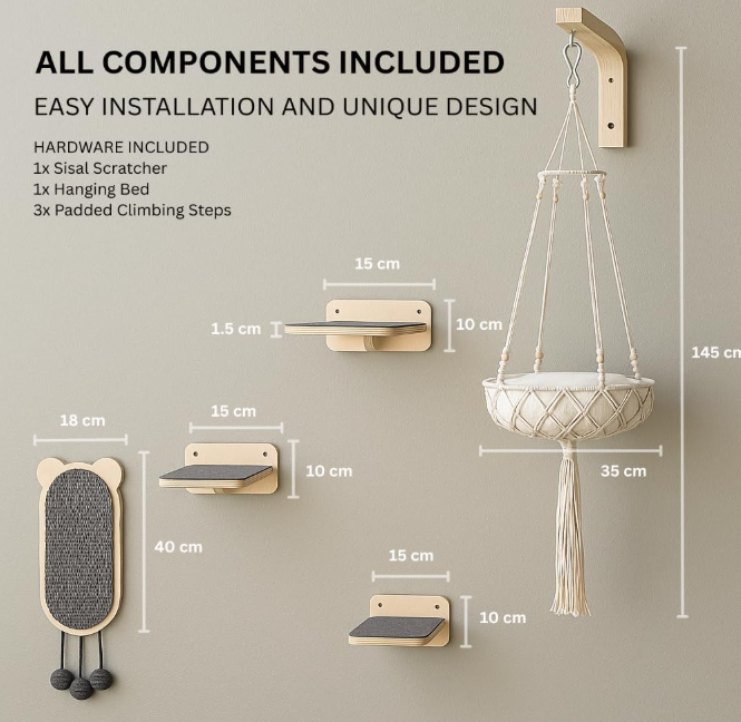 Chen Chen Indoor Wall-mounted Multi-level Cat Climbing Frame System Tunnel Cat House Bed Eco-friendly Wood Modern Design All