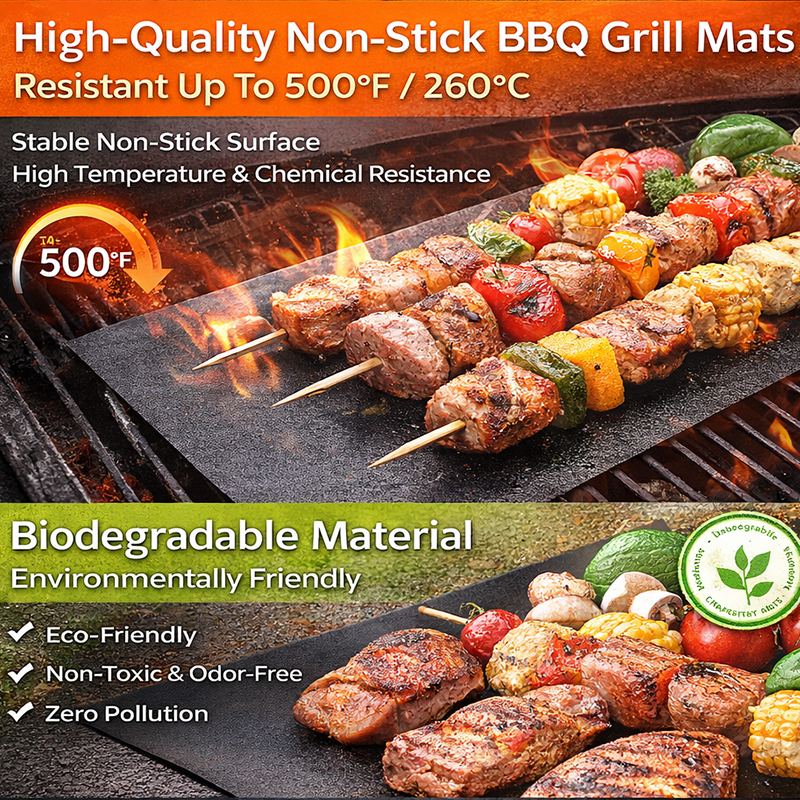 Factory Wholesale Custom Size 0.2mm Thickness Black PTFE BBQ Oven Liner Mat