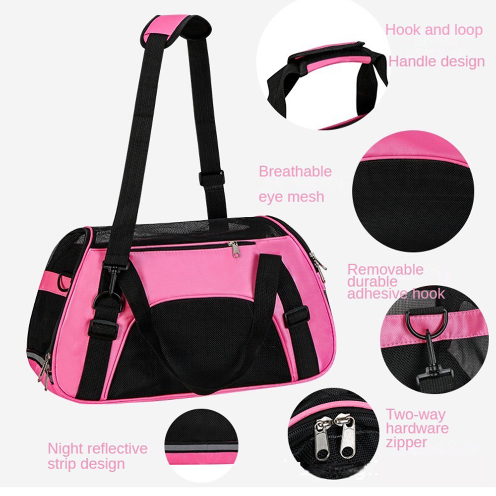 TIZE Pet Reflective Airline Approved Durable Breathable Foldable Soft Sided Mesh Outdoor Pet Dog Carrier Carrying Travel Bag