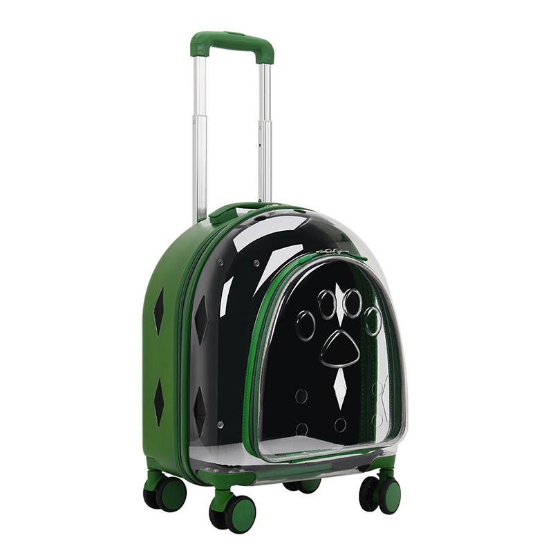 Retractable Trolley Ventilated Breathable Pet Backpack with Trolley Case Panoramic View Transparent Dog Luggage Outdoor Cat Travel Case