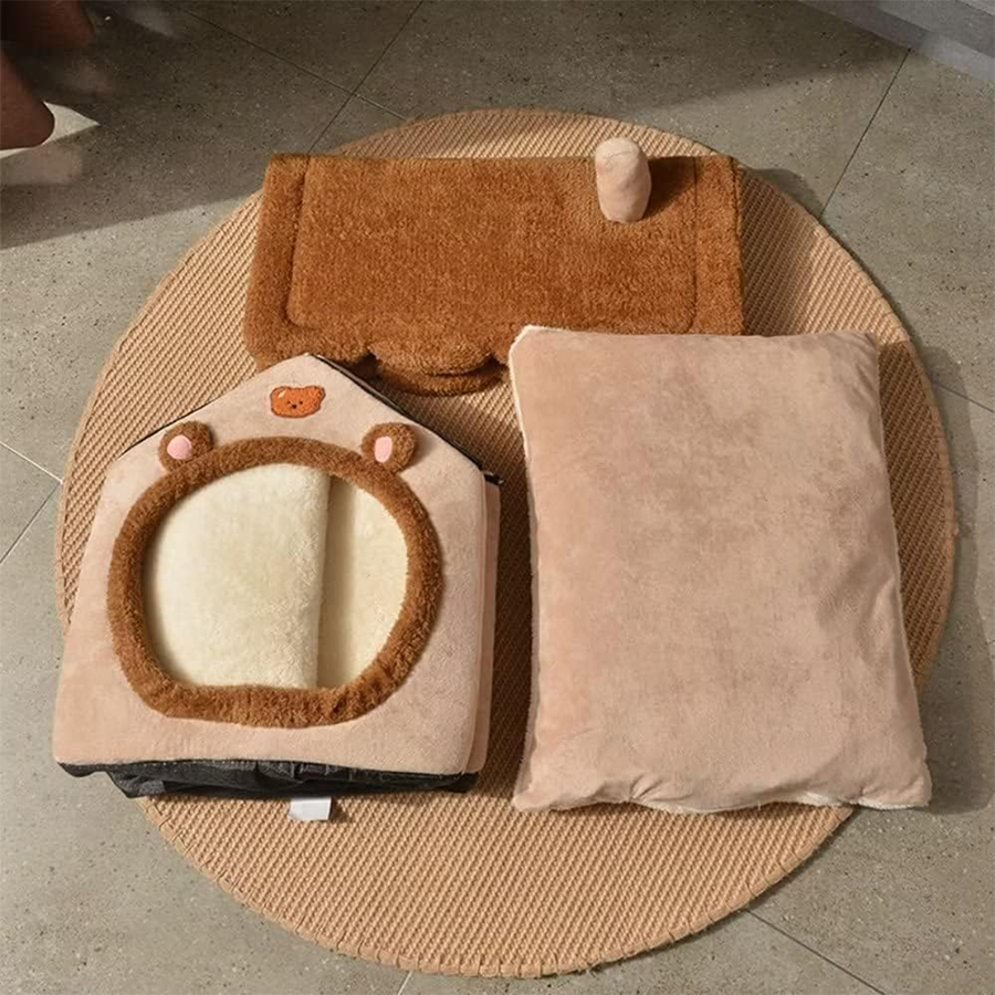 Foldable Removable Washable Luxury Pet House Sofa Bed for Extra Small Dogs Small Medium Cats Animal Rectangle All Seasons