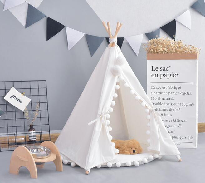Pet Teepee House Fold Away Pet Tent Furniture Cat Bed with Cushion