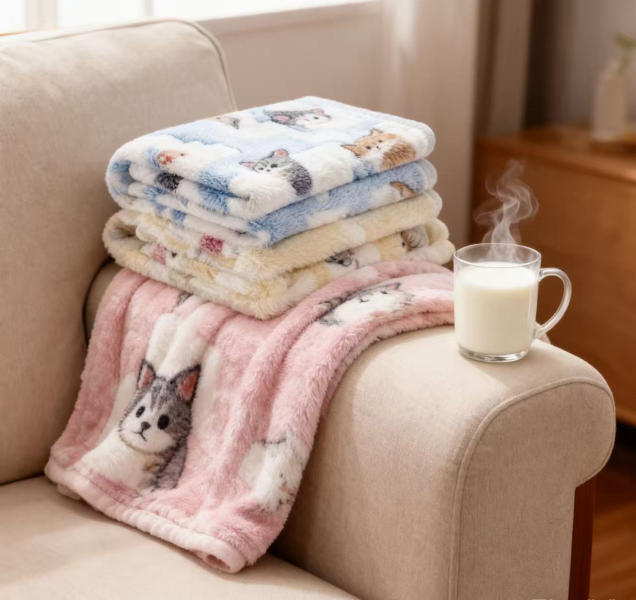 Luxury New Design Coral Fleece Puppy Pet Blanket Washable Fluffy Indoor Outdoor Bed Blanket with Print Style for Dogs