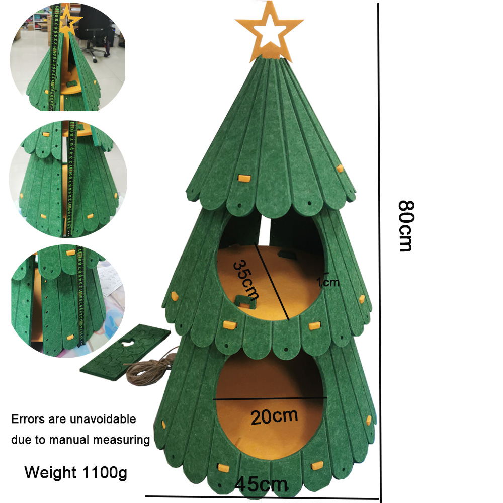Stock Eco-friendly 10mm Spacious Fun Family DIY Christmas Tree Design Felt cat House cat Climbing Frame for Most Cats OEM