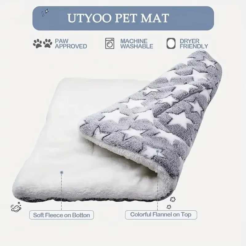 Flannel Double-sided Pet Mats Short Plush Pet Sleeping Bed for Small Dogs OEM ODM Cute Pet Pad Mat