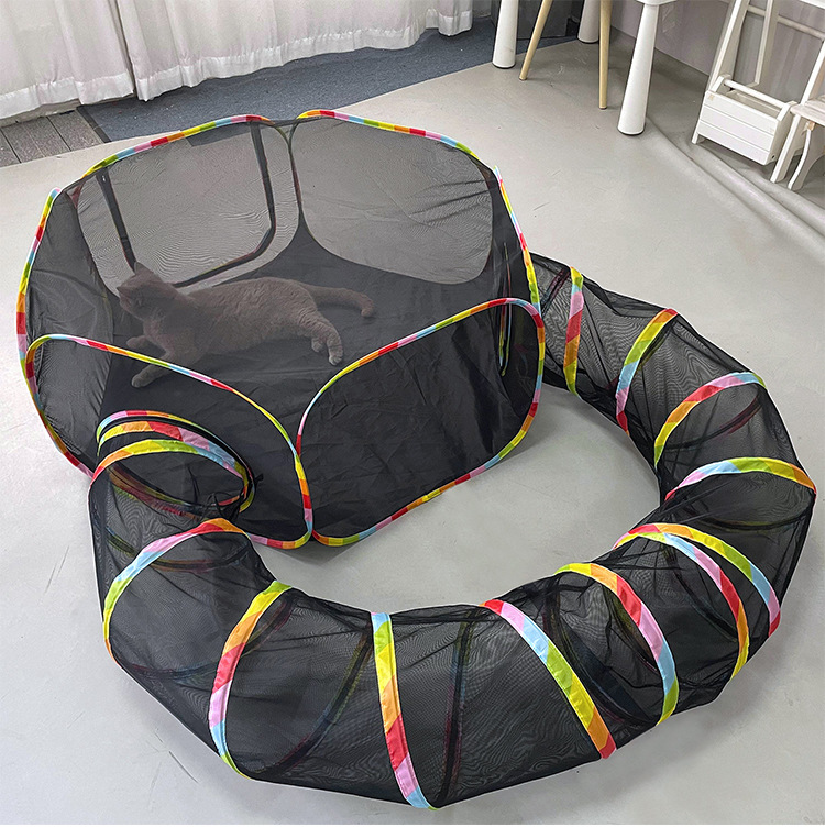 Manufacturer Wholesale Cat Tent With Tunnel for Outdoor Cat Enclosures Portable Playpen Play Tents for Cats Rabbits Ferrets