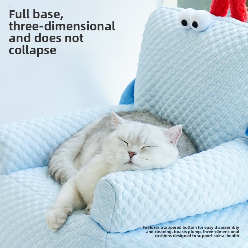 Breathable Polyester Summer Pet Bed for Cats &amp; Dogs Removable Washable Hand Wash Cute Sofa Bed with Cooling Design