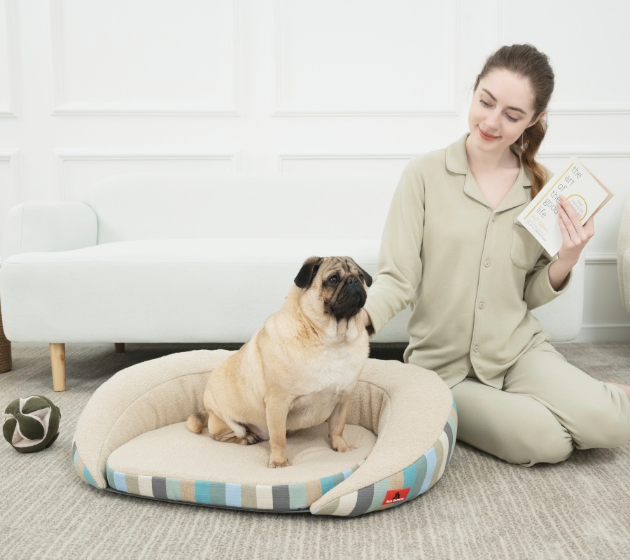 Lavender Infused Memory Foam Pet Sofa Bed for Dogs with Boucle Fabric Manufacturer Wholesale Luxury Washable Dog Large Sofa Bed