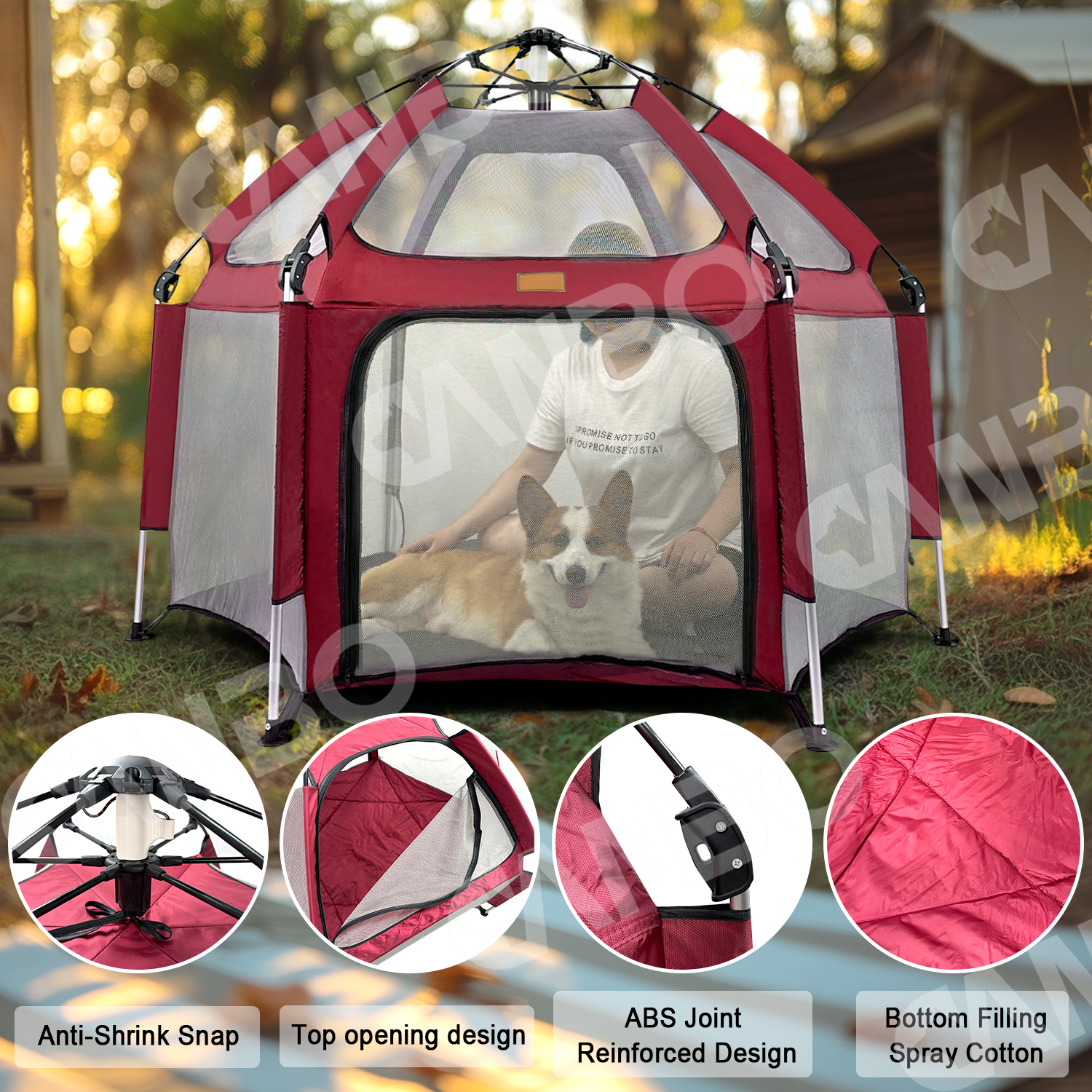 CanboPet Dog Playpen with Canopy Foldable Outdoor Travel Portable Pet Fence