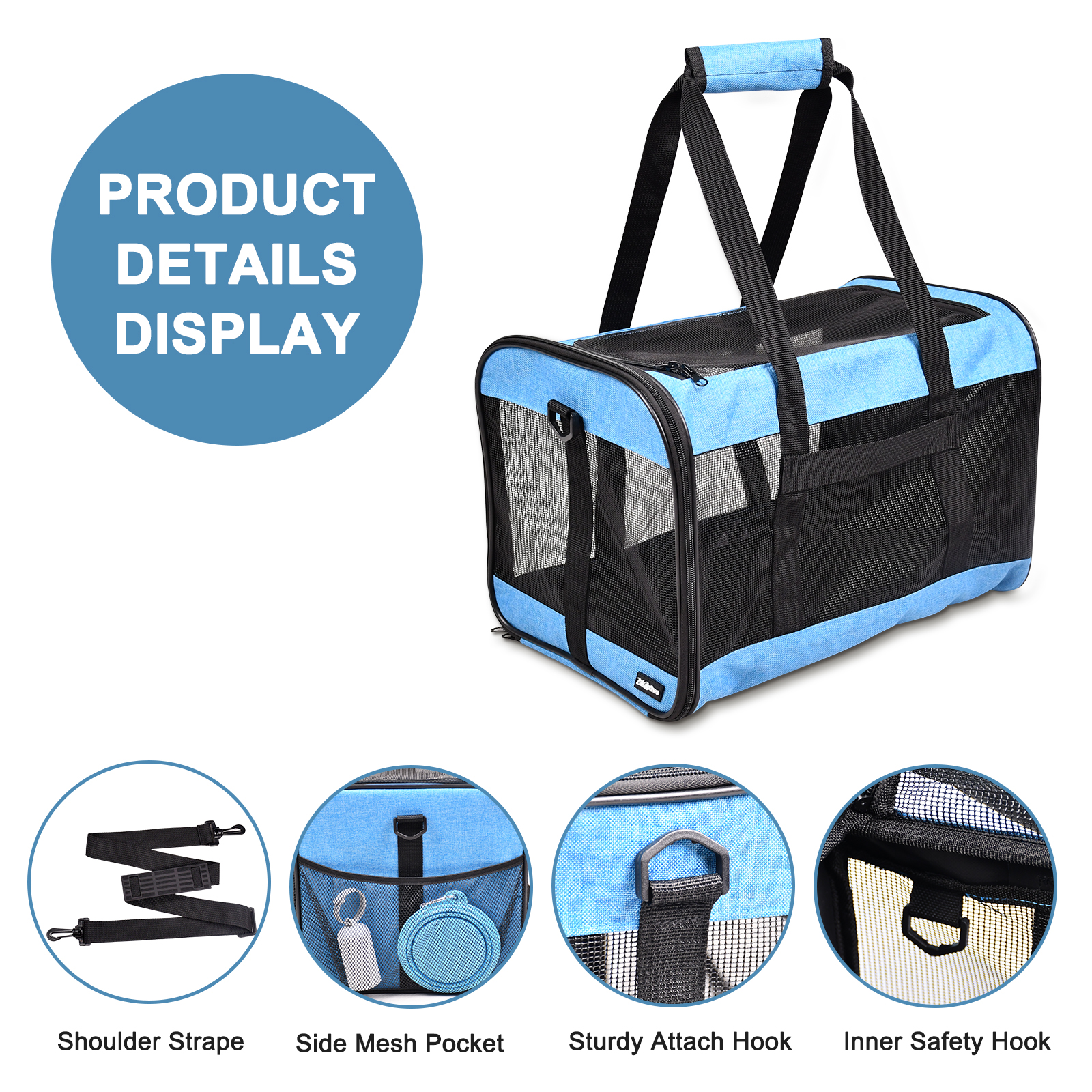 Ready to Ship Foldable Pet Carrier Portable Breathable Soft-Sided Airline Approved Cat Carrier