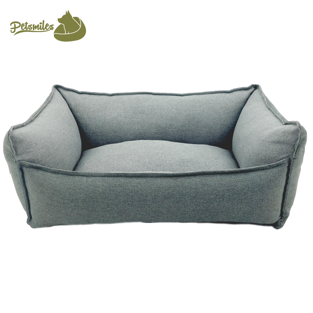 Rectangular Linen Fabric Dog Sofa Bed Comfortable Sustainable Pet Sofa Bed