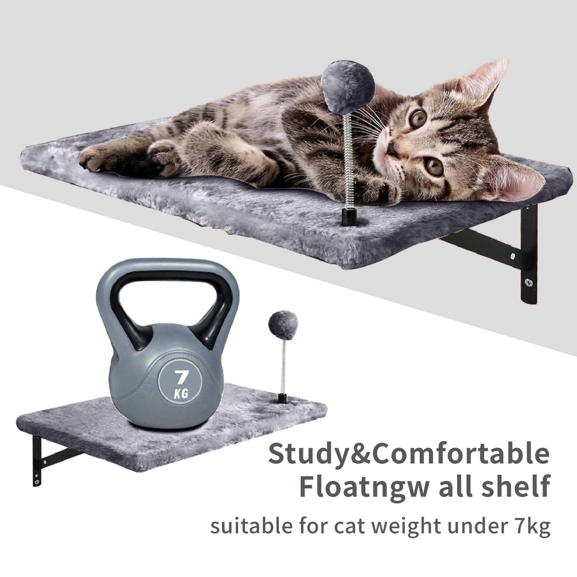 Luxury Modern Solid Wood Wall-mounted Cat Climbing Frame &amp; Jumping Board with Scratching Surface-Multi-cat Family Play Set