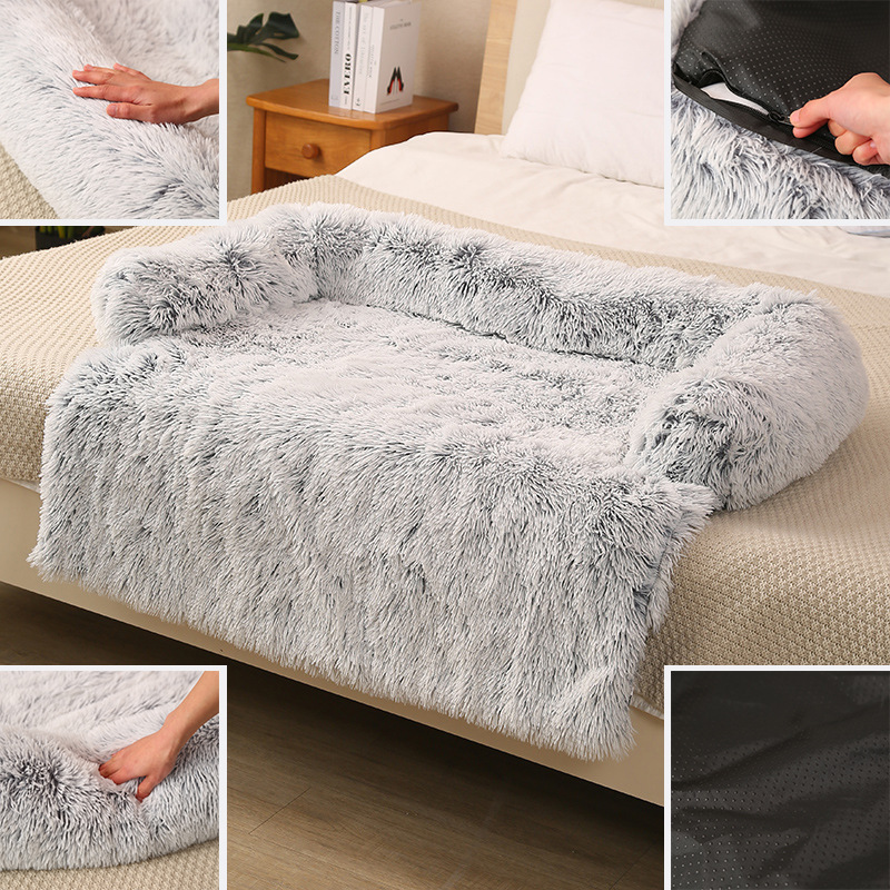 Soft Long Pv Plush Pet Sofa Bed cat Dog Removable and Washable Sleeping Cushion