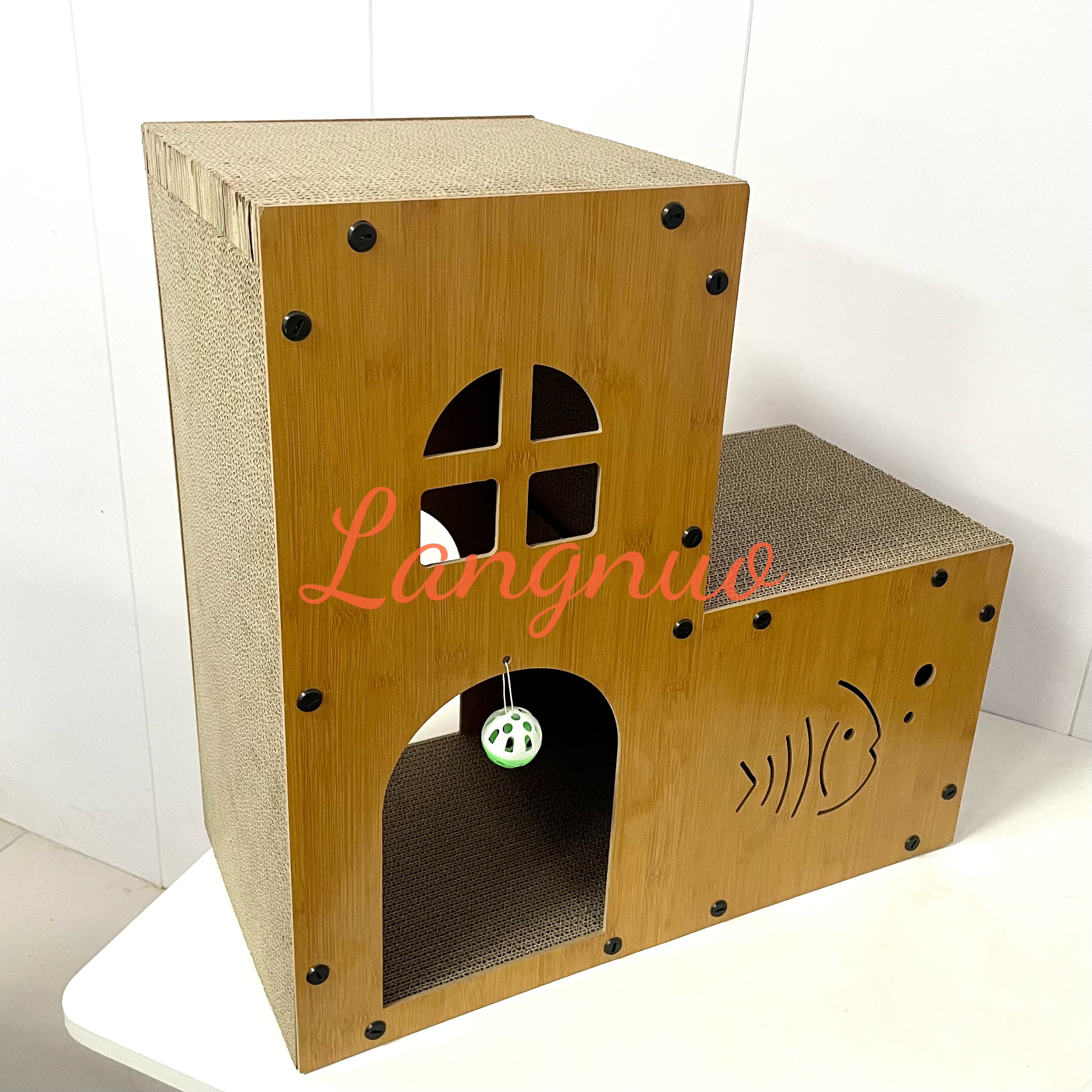 Double-layered Wear-resistant Corrugated Modern Classic Cat Climbing Frame Scratching Board Eco-Friendly Design Carton Packed