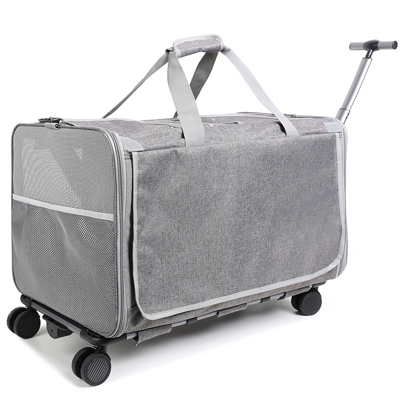 Extra-Large Wheeled Pet Carrier for Cats &amp; Small Dogs Airline-Approved Foldable Breathable Cat Carrier Bag with Wheels