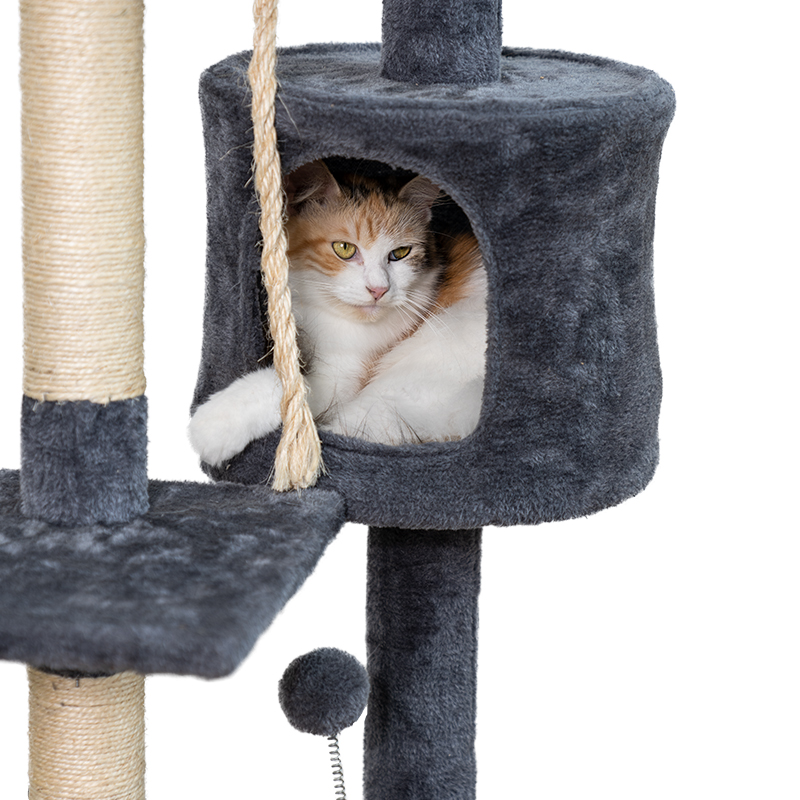 Wholesale Luxurious House Customized Plush Big Pet Condo Natural Sisal Wood Scratcher Furniture Cat Tree