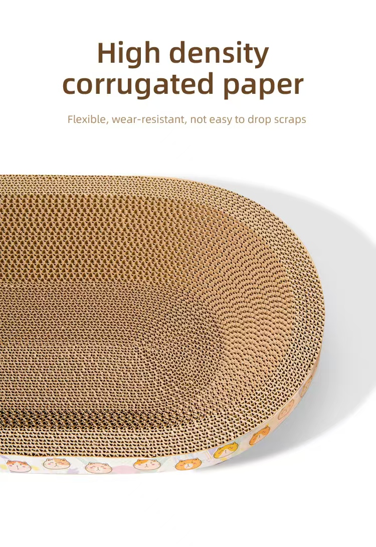 Large Space Cat Scratcher Cardboard with Corrugated Paper Oval Cat Scratcher
