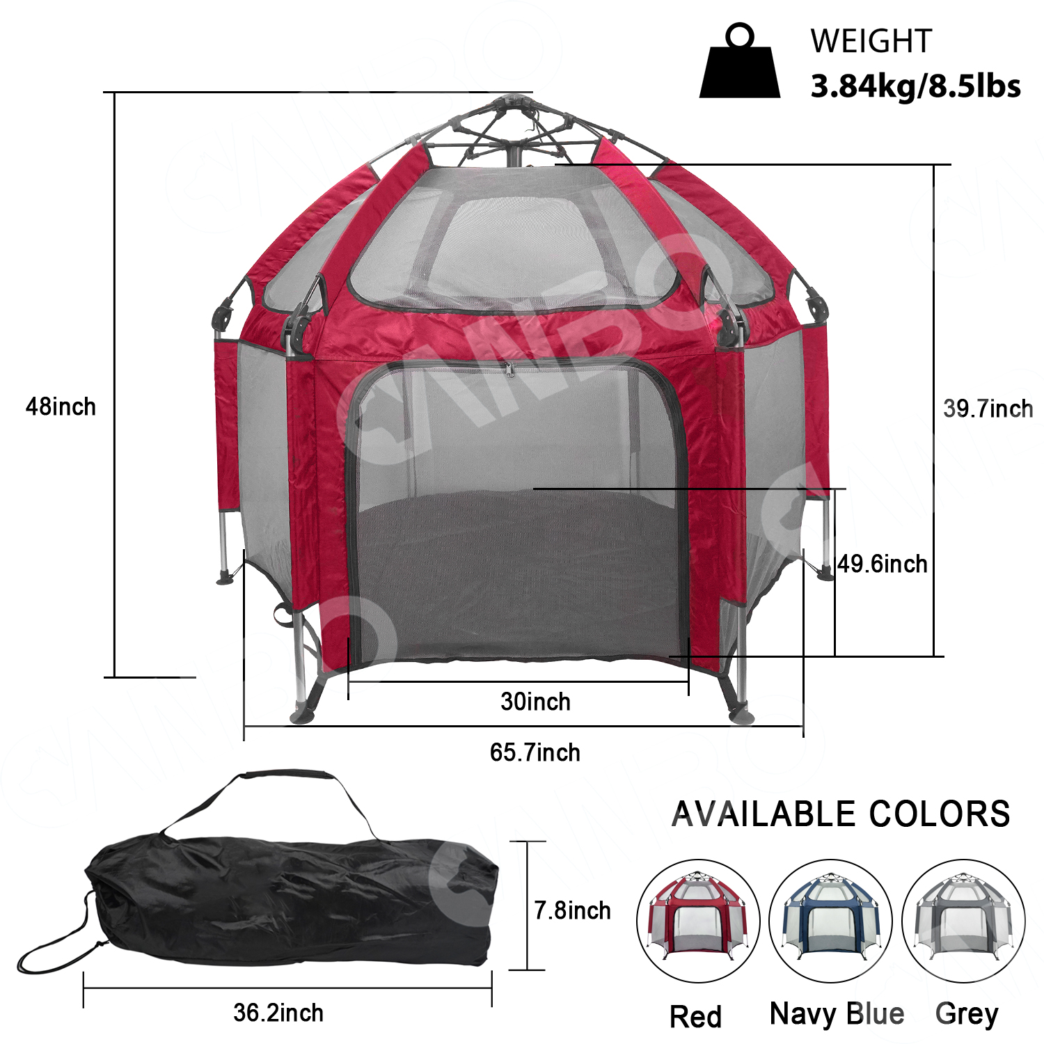 CanboPet Foldable Indoor and Outdoor Cat Delivery Room Large Dog Fence Portable 6-sided Baby Pet Tent Playpen