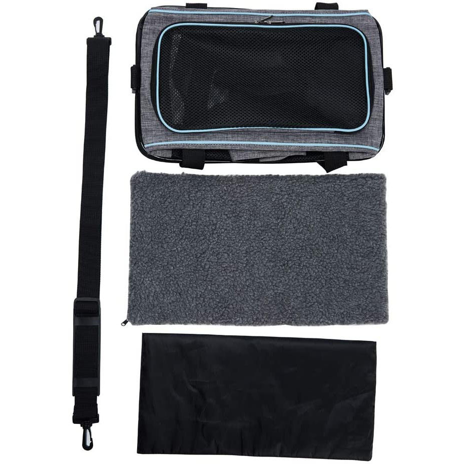 Solid Black Luxury Pet Carrier with Mesh Sides and Top Zipper Easy Access for Pet Transport Sturdy and Practical for Cats Dogs