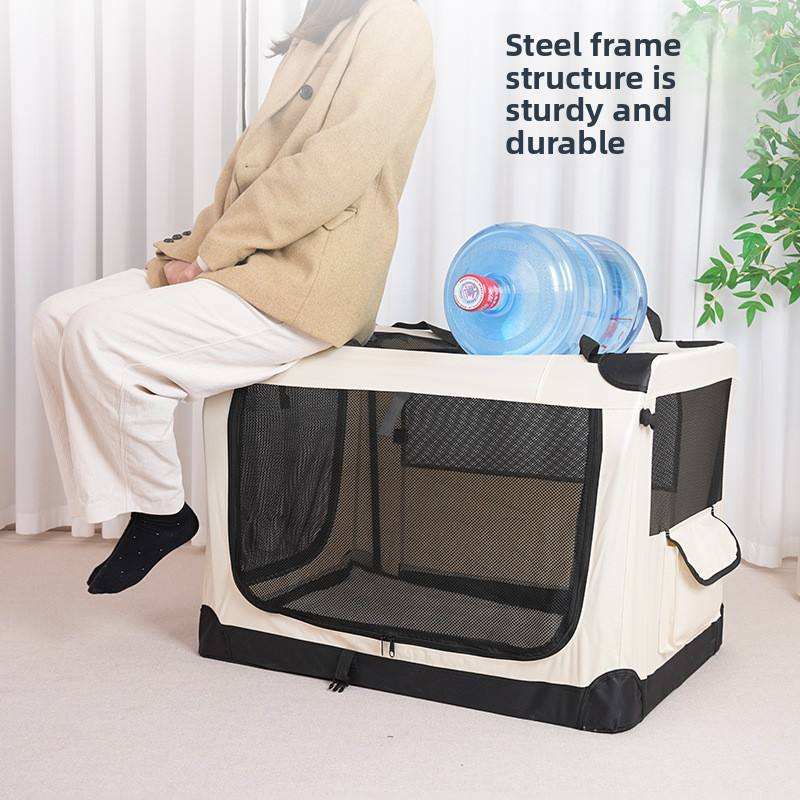 Foldable Oxford Cloth Pet Carrier for Large Dogs &amp; Cats, 50kg Load Capacity, Portable Travel Crate with Mesh Window &amp; Handle