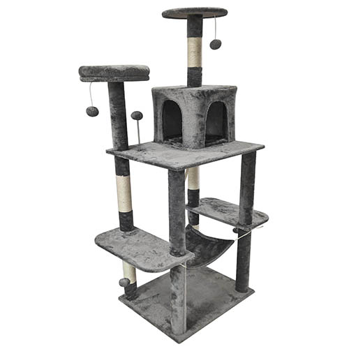 Cat Tree Cat Tower Multi Level Cat Scratching Post with Condos, Ladders, Basket, Hammock &amp; Plush Perches for Kittens