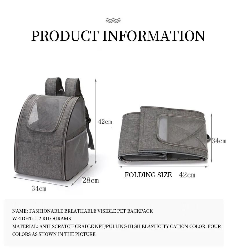 Expandable Breathable Mesh Pet Carrier Backpack Bag