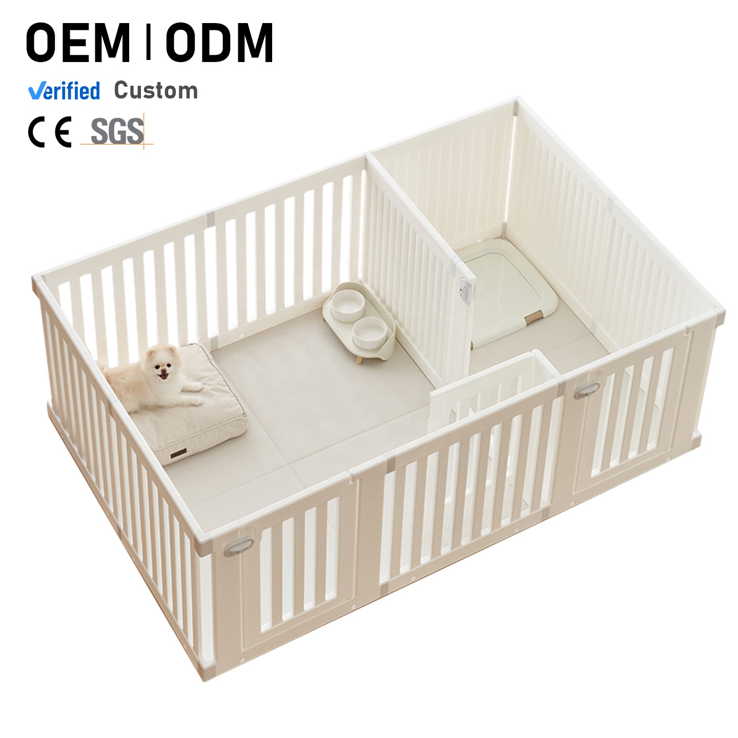 201*136*60cm Two Rooms Modern Dog Playpen Easy Assemble Foldable Kennel Enclosure Fence for Small Medium Size Puppies Pets