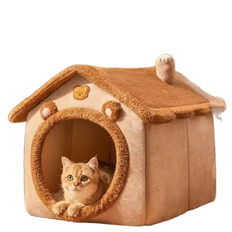 Cute Luxury Solid Square Cartoon Summer Winter Cat Dog Pet Bed Tent Soft Plush Removable Washable Cave Fashion Modern XL