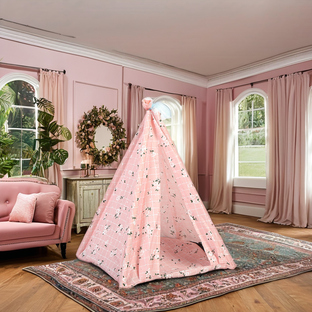 High Quality Single Layer Canvas Pet Tent Various Patterns Design Folding Outdoor Camping Tipi Tent Custom 2-Person Sleeping
