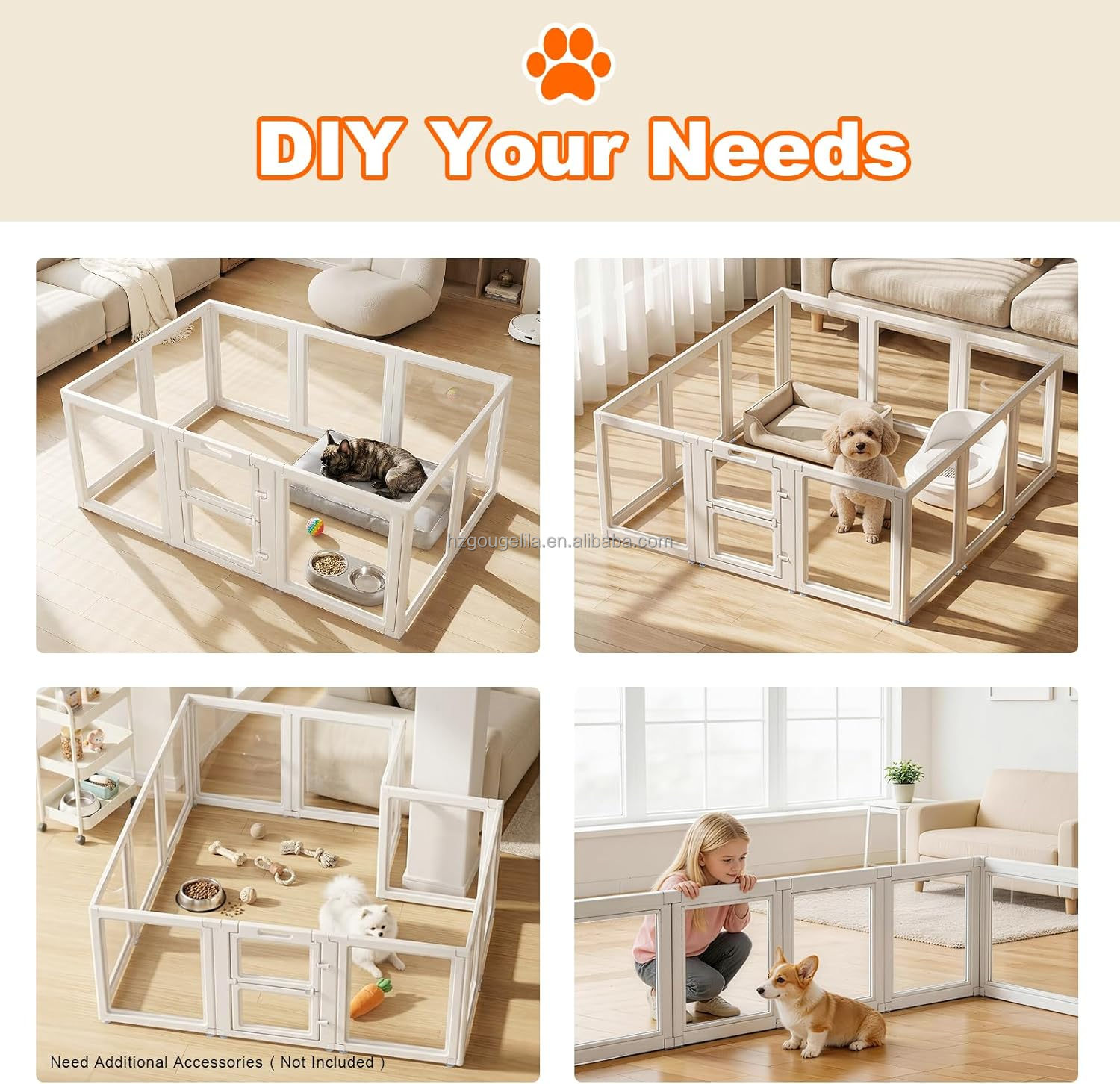 Wholesale Modular Clear Acrylic Pet Playpen, Indoor Puppy Training Dog Pen For Household &amp; Pet Store