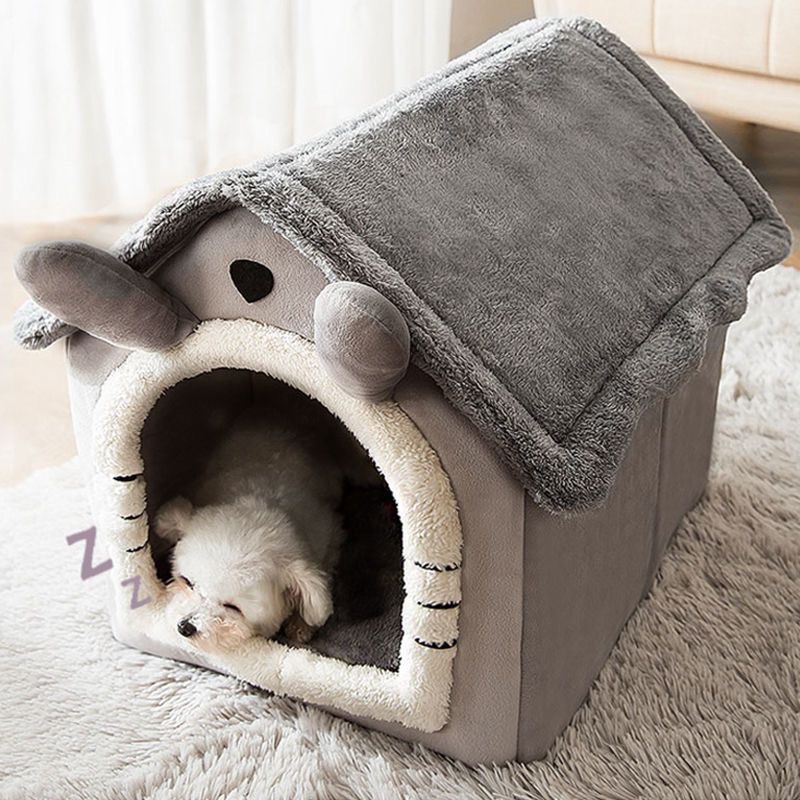 Cute Luxury Solid Square Cartoon Summer Winter Cat Dog Pet Bed Tent Soft Plush Removable Washable Cave Fashion Modern XL