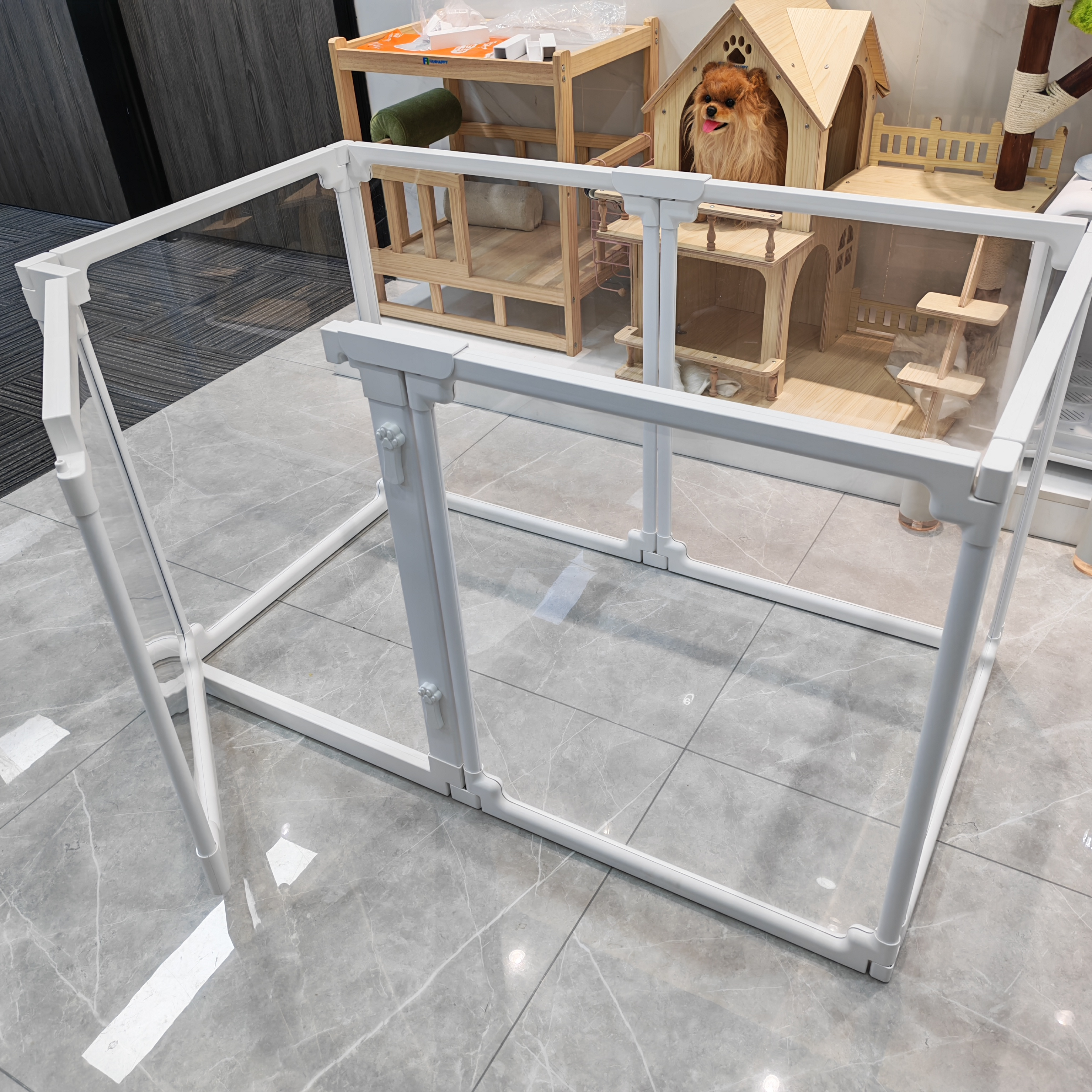 Pet Playpen Plastic Transparent Cabin Modern DIY Adjustable Easy Clean Flexible Combination Multiple Spaces Durable Indoor