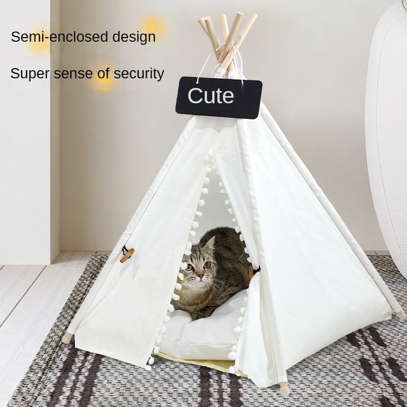 Pet Star Pentagonal Wood Classic Fashion Teepee Bed Cat Play Tent Portable Pet Home Carton