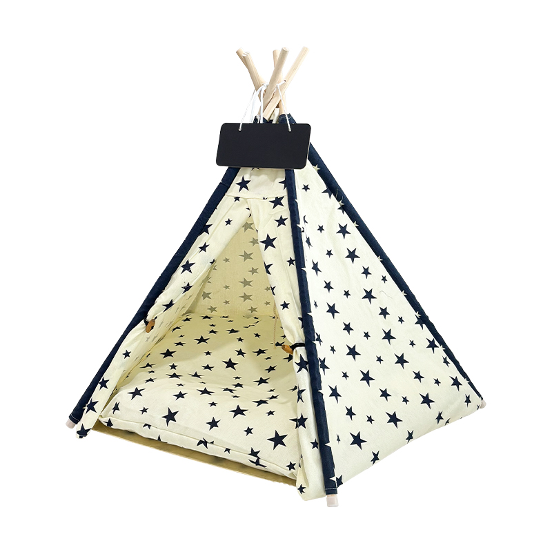 Pet Star Pentagonal Wood Classic Fashion Teepee Bed Cat Play Tent Portable Pet Home Carton
