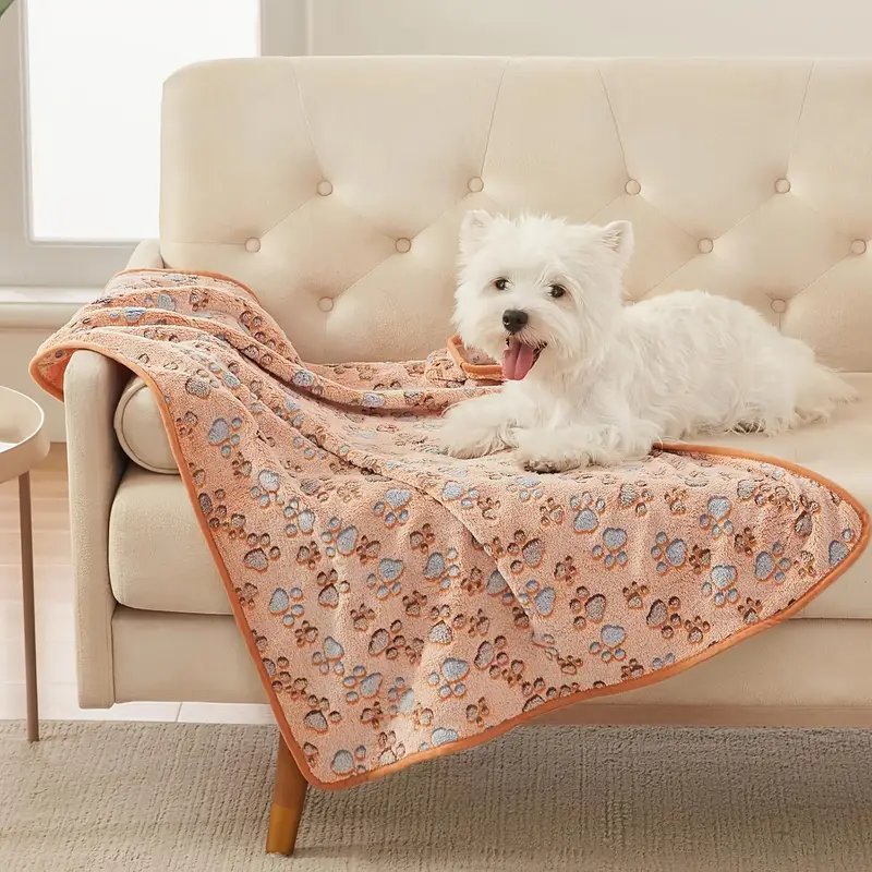 Wholesale Plush Sherpa Coral Fleece Waterproof Pet Blanket Thickened Flannel Floral Pattern Cute Animal Dog Cat Winter Bed Use