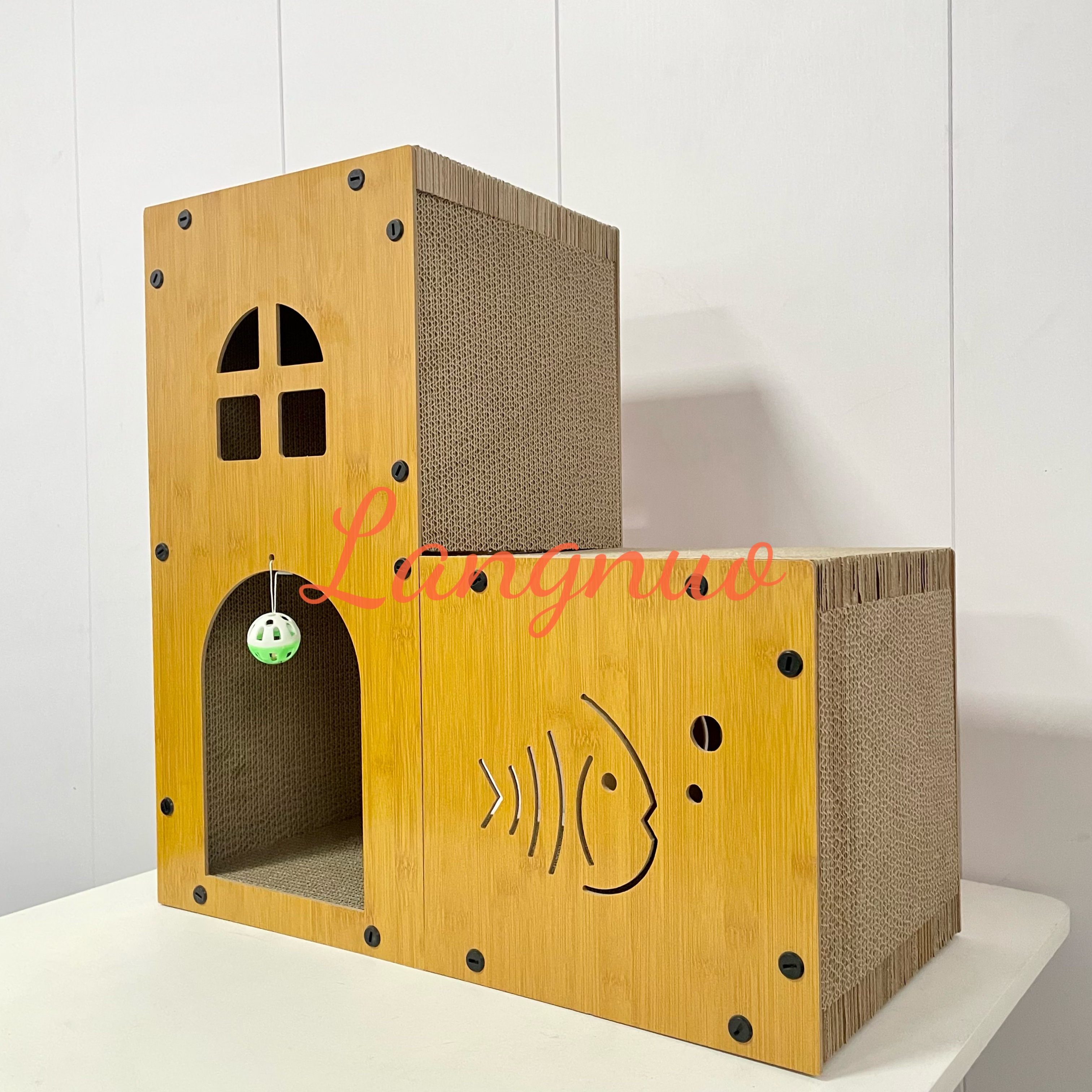 Double-layered Wear-resistant Corrugated Modern Classic Cat Climbing Frame Scratching Board Eco-Friendly Design Carton Packed