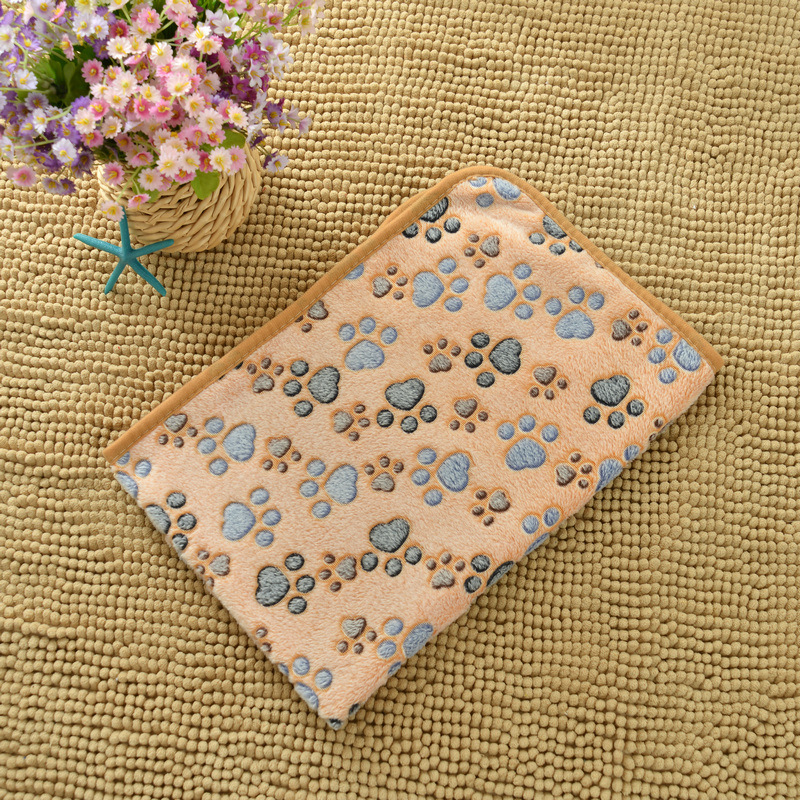 Soft Warm Flannel Fleece Pet Blanket Plush Fluffy Washable Coral Paw Print Dog Cat Blanket Throw Dropshipping Small MOQ