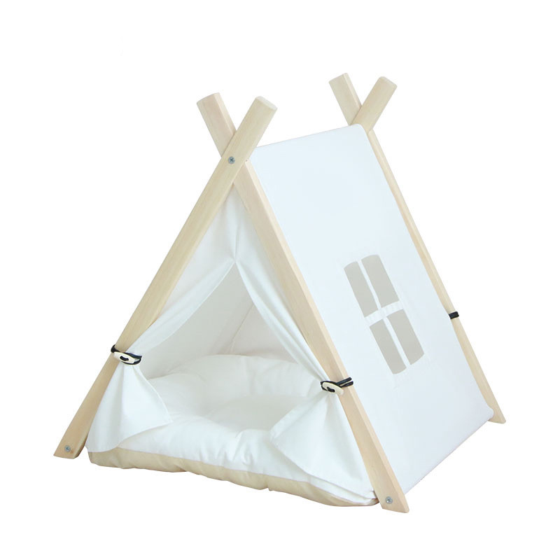 Folding Indoor Dogs House Portable Pet Teepee Dog Cat Tents Pet Puppy House with Cushion Bed