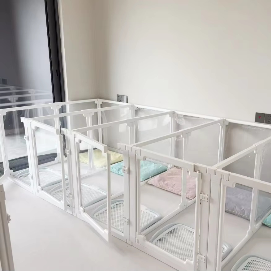 Transparent Plastic Classic Modern Dog Cage Button Closure Solid Design Medium/Small Dogs Eco-Friendly Pet Playpen Indoor