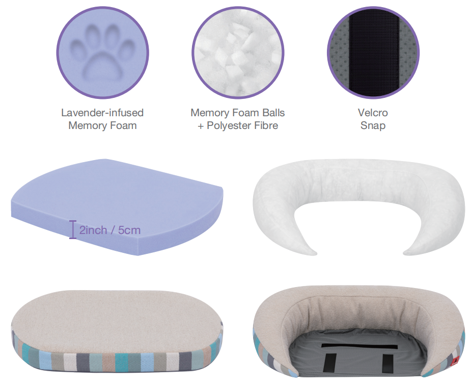 Lavender Infused Memory Foam Pet Sofa Bed for Dogs with Boucle Fabric Manufacturer Wholesale Luxury Washable Dog Large Sofa Bed